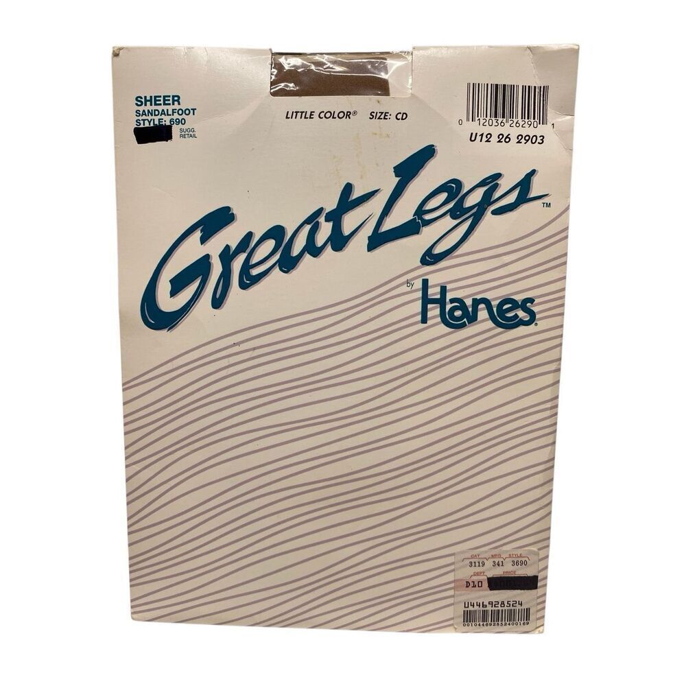 Hanes Great Legs Sheer Sandalfoot Pantyhose Little Color Size CD Vintage Nylon